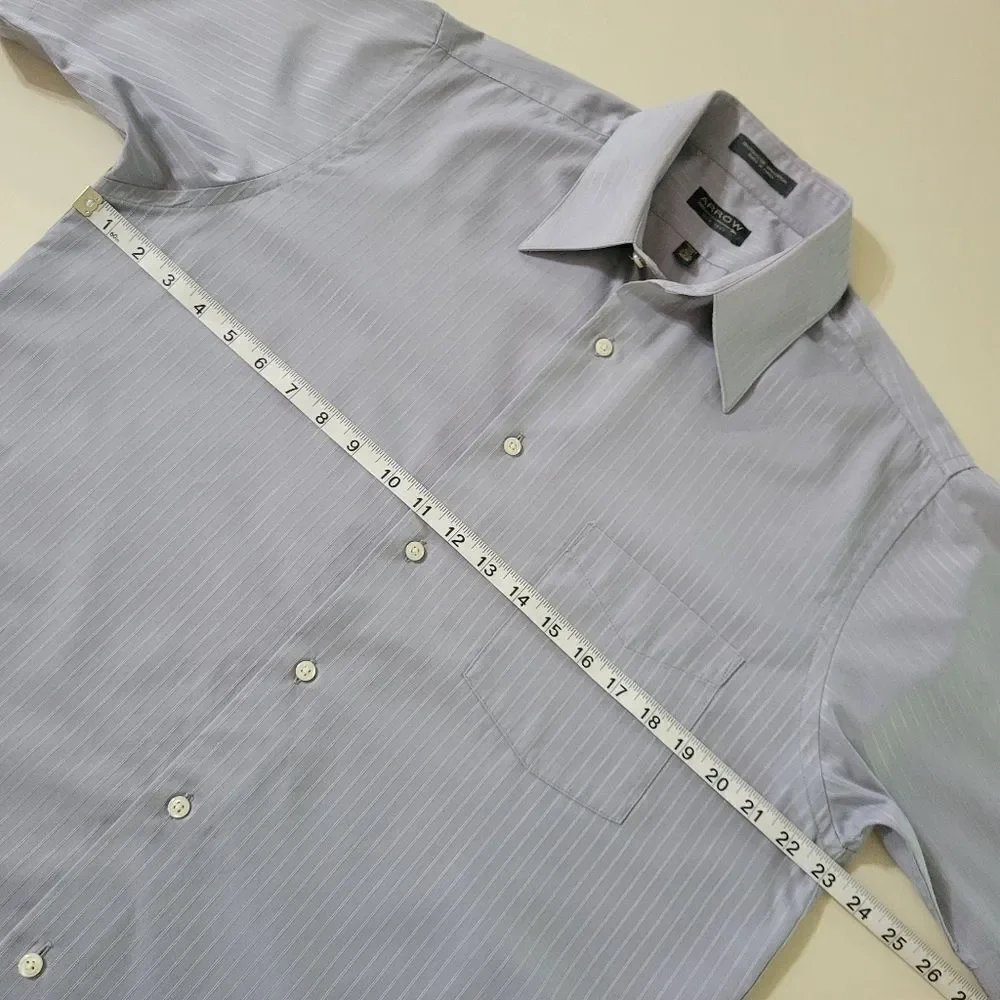 Arrow Wrinkle Free Men's Blue Button-down Short Sleeve Shirt
